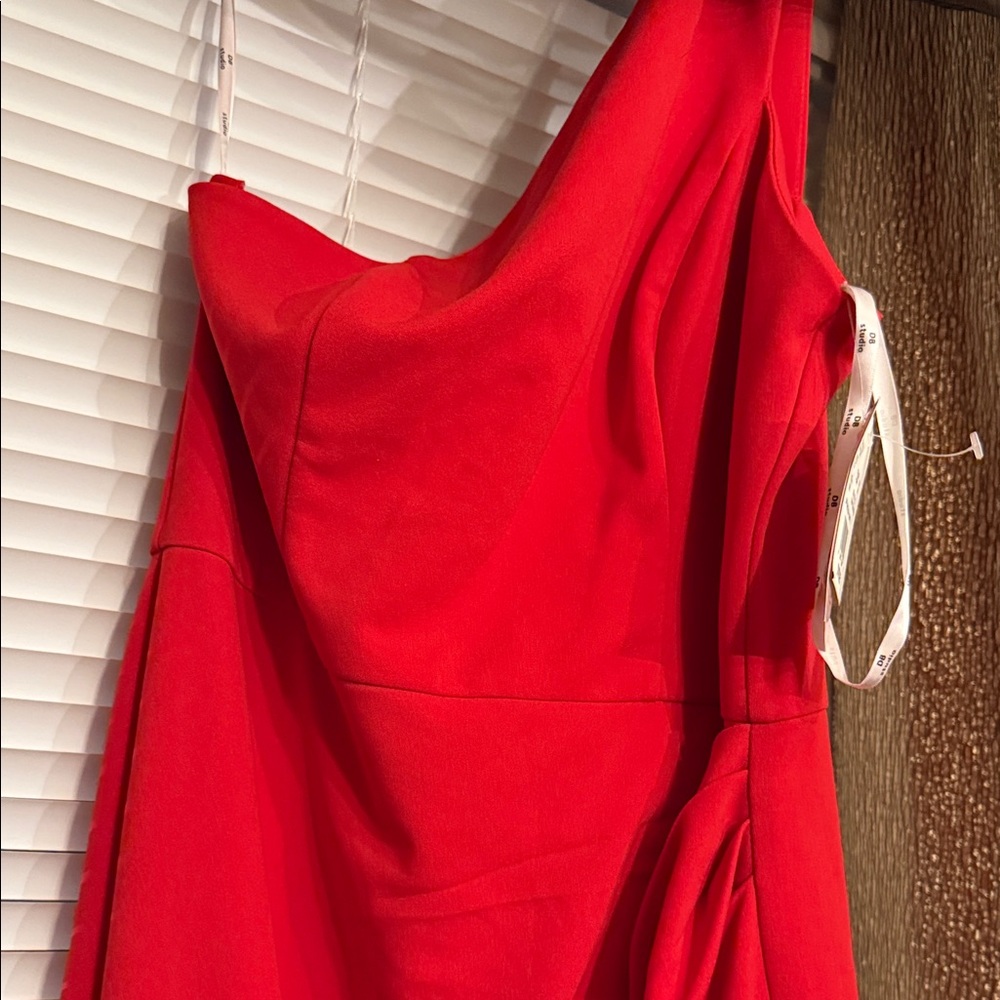 Chic One-Shoulder Red Dress - Picture 7 of 9